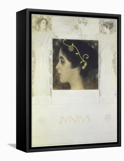 Fair Drawing for the Allegory Junius 1896-Gustav Klimt-Framed Stretched Canvas