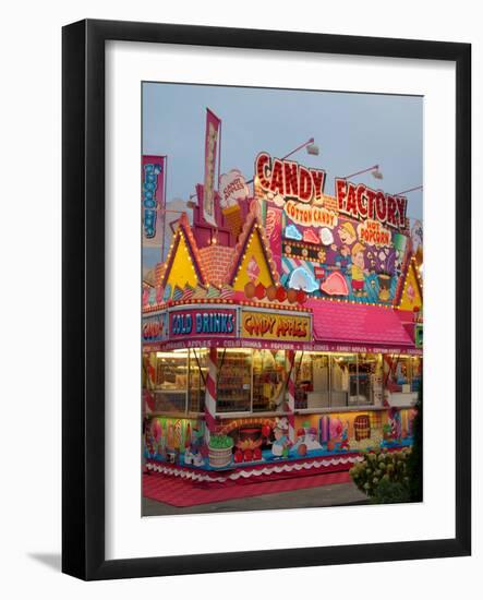 Fair food vendor shacks, Indiana State Fair, Indianapolis, Indiana,-Anna Miller-Framed Photographic Print