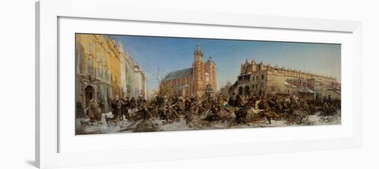 Fair on the Main Market Square in Krakow, 1875-80 (Oil on Canvas)-Hipolit Lipinski-Framed Giclee Print