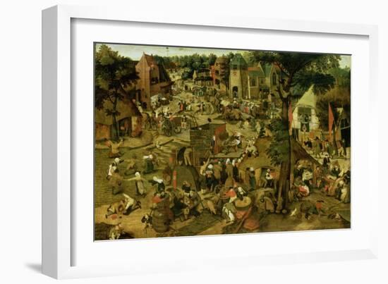 Fair with a Theatrical Performance, 1562-Pieter Brueghel the Younger-Framed Giclee Print