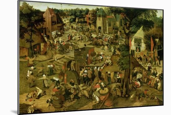 Fair with a Theatrical Performance, 1562-Pieter Brueghel the Younger-Mounted Giclee Print