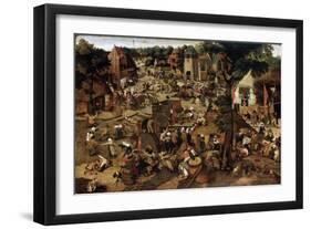 Fair with a Theatrical Performance, C1580-1630-Pieter Brueghel the Younger-Framed Giclee Print