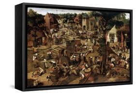 Fair with a Theatrical Performance, C1580-1630-Pieter Brueghel the Younger-Framed Stretched Canvas