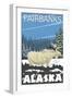 Fairbanks, Alaska, Albino Moose Scene-Lantern Press-Framed Art Print