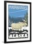 Fairbanks, Alaska, Albino Moose Scene-Lantern Press-Framed Art Print