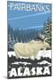 Fairbanks, Alaska, Albino Moose Scene-Lantern Press-Mounted Art Print