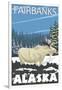 Fairbanks, Alaska, Albino Moose Scene-Lantern Press-Framed Art Print
