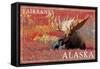 Fairbanks, Alaska - Bull Moose-Lantern Press-Framed Stretched Canvas