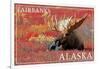 Fairbanks, Alaska - Bull Moose-Lantern Press-Framed Art Print