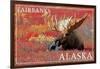 Fairbanks, Alaska - Bull Moose-Lantern Press-Framed Art Print