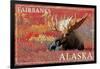 Fairbanks, Alaska - Bull Moose-Lantern Press-Framed Art Print