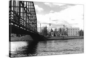 Fairbanks, Alaska - Catholic Church and Hospital-Lantern Press-Stretched Canvas