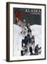 Fairbanks, Alaska - Dogsled Scene-Lantern Press-Framed Art Print