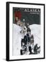 Fairbanks, Alaska - Dogsled Scene-Lantern Press-Framed Art Print