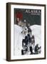 Fairbanks, Alaska - Dogsled Scene-Lantern Press-Framed Art Print