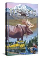 Fairbanks, Alaska - Montage Scenes-Lantern Press-Stretched Canvas