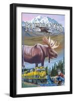 Fairbanks, Alaska - Montage Scenes-Lantern Press-Framed Art Print