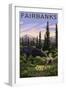 Fairbanks, Alaska - Moose and Baby-Lantern Press-Framed Art Print