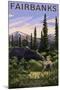 Fairbanks, Alaska - Moose and Baby-Lantern Press-Mounted Art Print