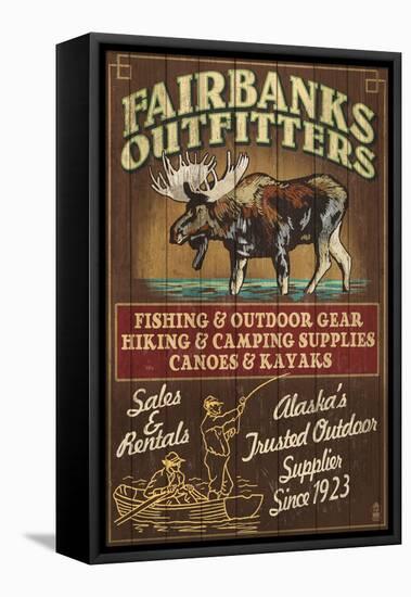 Fairbanks, Alaska - Moose Outfitters-Lantern Press-Framed Stretched Canvas