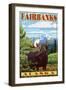 Fairbanks, Alaska - Moose Scene-Lantern Press-Framed Art Print