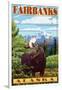 Fairbanks, Alaska - Moose Scene-Lantern Press-Framed Art Print