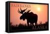 Fairbanks, Alaska - Moose Silhouette-Lantern Press-Framed Stretched Canvas