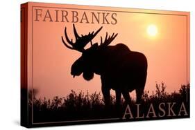 Fairbanks, Alaska - Moose Silhouette-Lantern Press-Stretched Canvas