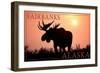 Fairbanks, Alaska - Moose Silhouette-Lantern Press-Framed Art Print