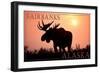 Fairbanks, Alaska - Moose Silhouette-Lantern Press-Framed Art Print