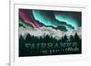 Fairbanks, Alaska - Mountains and Northern Lights-Lantern Press-Framed Premium Giclee Print