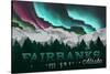 Fairbanks, Alaska - Mountains and Northern Lights-Lantern Press-Stretched Canvas