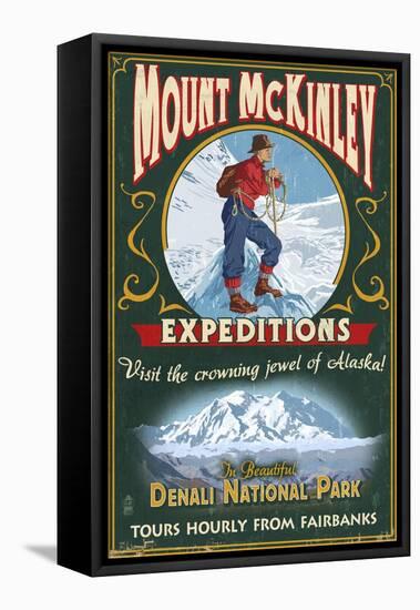 Fairbanks, Alaska - Mt. McKinley Climbers-Lantern Press-Framed Stretched Canvas