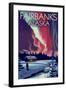 Fairbanks, Alaska - Northern Lights and Cabin-Lantern Press-Framed Art Print