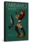 Fairbanks, Alaska - Salmon Fisher Pinup Girl-Lantern Press-Framed Stretched Canvas