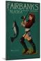 Fairbanks, Alaska - Salmon Fisher Pinup Girl-Lantern Press-Mounted Art Print