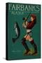 Fairbanks, Alaska - Salmon Fisher Pinup Girl-Lantern Press-Stretched Canvas