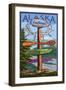 Fairbanks, Alaska - Sign Destinations-Lantern Press-Framed Art Print