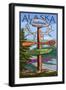 Fairbanks, Alaska - Sign Destinations-Lantern Press-Framed Art Print