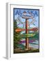 Fairbanks, Alaska - Sign Destinations-Lantern Press-Framed Art Print