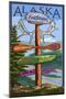 Fairbanks, Alaska - Sign Destinations-Lantern Press-Mounted Art Print