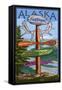 Fairbanks, Alaska - Sign Destinations-Lantern Press-Framed Stretched Canvas