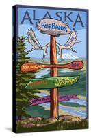 Fairbanks, Alaska - Sign Destinations-Lantern Press-Stretched Canvas