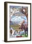 Fairbanks, Alaska - Wildlife Montage Scenes-Lantern Press-Framed Art Print