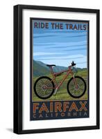 Fairfax, California - Ride the Trails - Blue Sky-Lantern Press-Framed Art Print