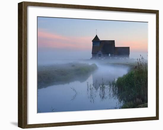 Fairfield Church in Dawn Mist, Romney Marsh, Near Rye, Kent, England, United Kingdom, Europe-Stuart Black-Framed Photographic Print