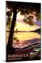 Fairhaven, Washington - Canoe and Lake at Sunset-Lantern Press-Mounted Art Print