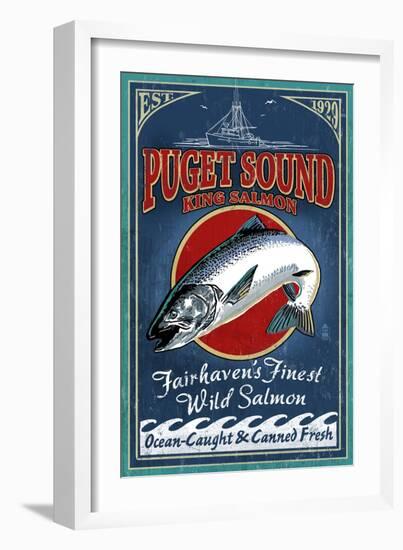 Fairhaven, Washington - King Salmon Vintage Sign-Lantern Press-Framed Art Print