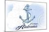 Fairhope, Alabama - Anchor - Blue - Coastal Icon-Lantern Press-Mounted Art Print