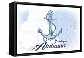 Fairhope, Alabama - Anchor - Blue - Coastal Icon-Lantern Press-Framed Stretched Canvas